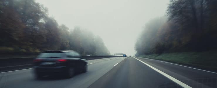 driving on dark foggy autobahn